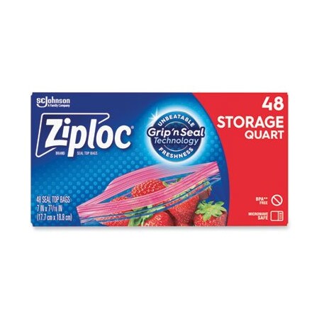 Sc Johnson Ziploc, DOUBLE ZIPPER STORAGE BAGS, 1 QT, 1.75 MIL, 9.63in X 8.5in, CLEAR, 9PK 314469